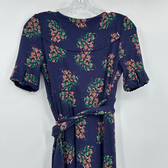 Boden True Full Wrap Midi Dress in Navy Floral Print Lightweight Womens Size 6P - Picture 9 of 13